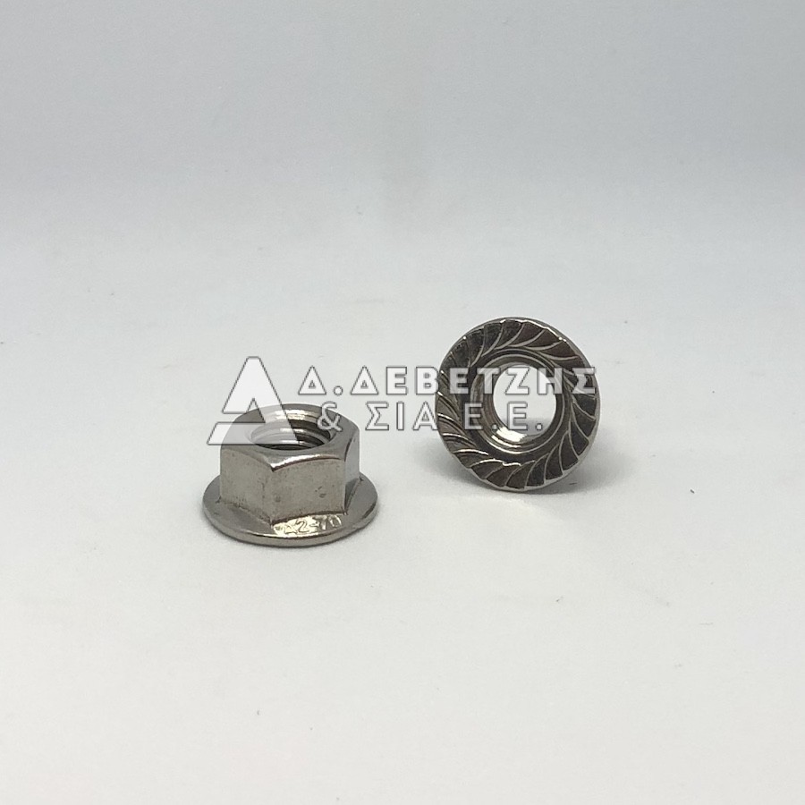 D2D DIN 6923 / ISO 1661 Unité demballage: 10 pièces Taille: M3 Écrous à brides avec dents de verrouillage en acier inoxydable A2 V2A 